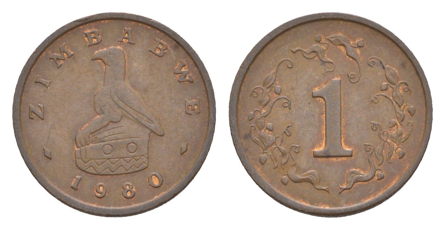 Зимбабве 1 цент 1980 птица-идол KM 1 бронза 4655-737