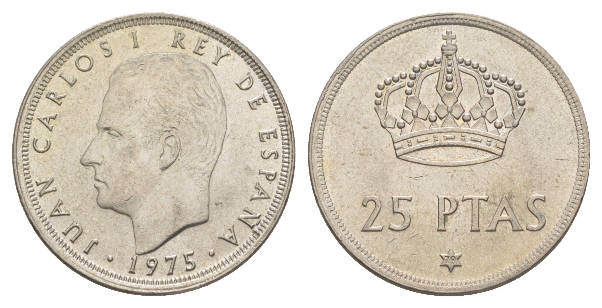 Испания 25 песет 1975 (79) M, Хуан Карлос I (1975-2014) KM 808 медно-никель UNC 4616-715