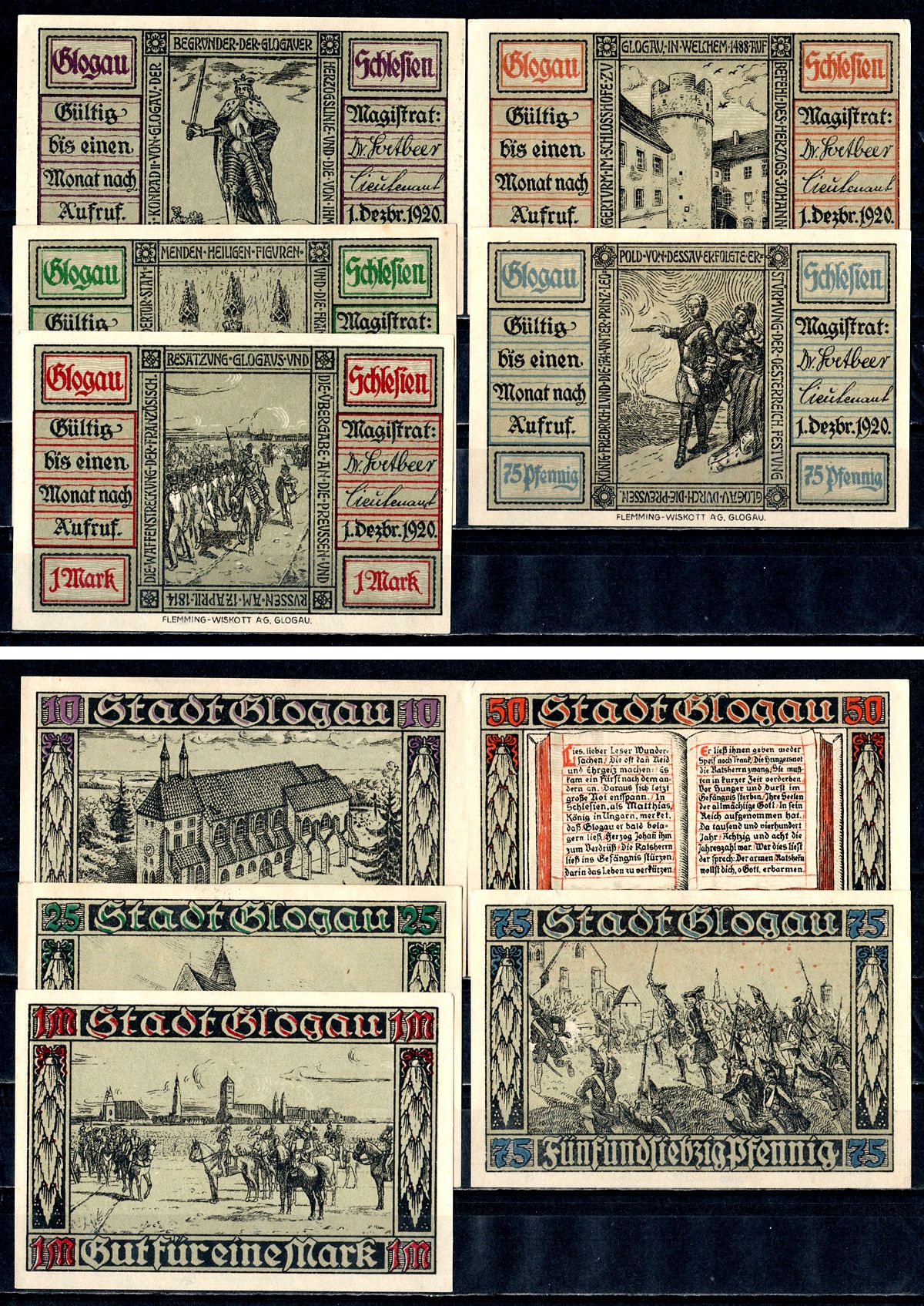 Глогау (Пруссия, Силезия) набор из 5 нотгельдов 1920 7556-10-1-1