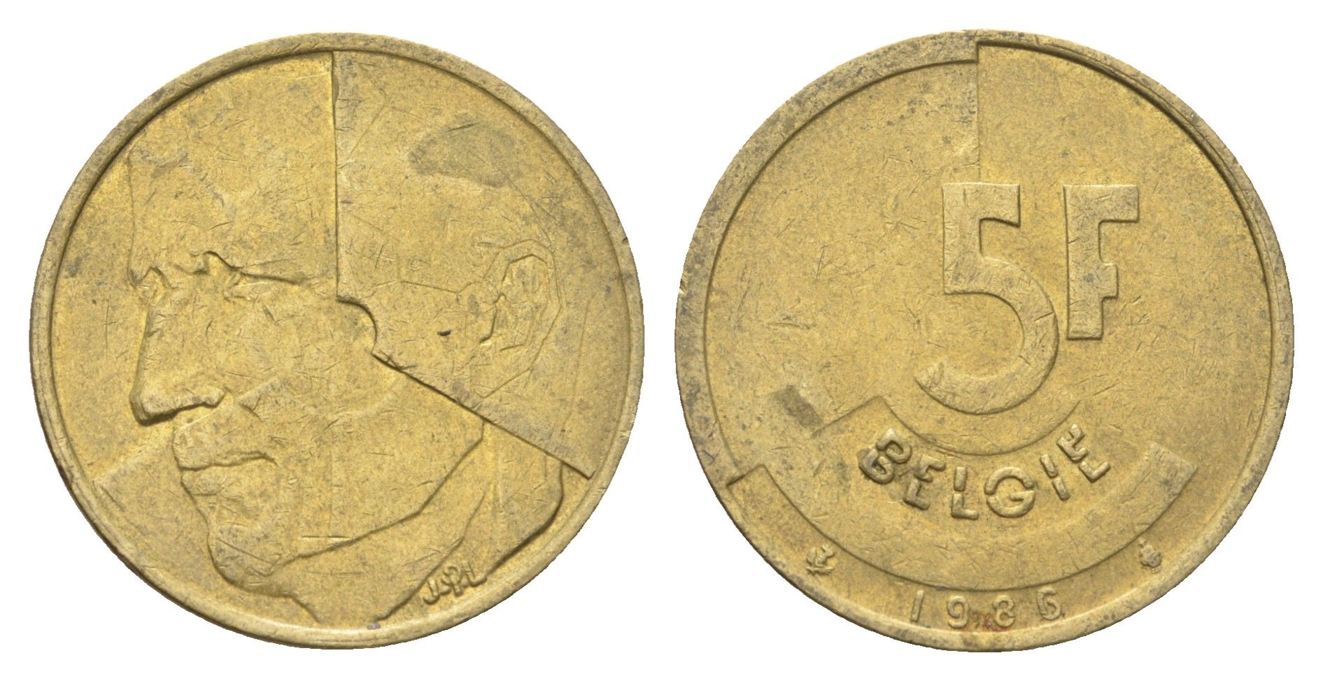 Бельгия 5 франков 1986 Belgie, Бодуэн I (1951-1993) KM 164 медь алюминий никель 4706-251