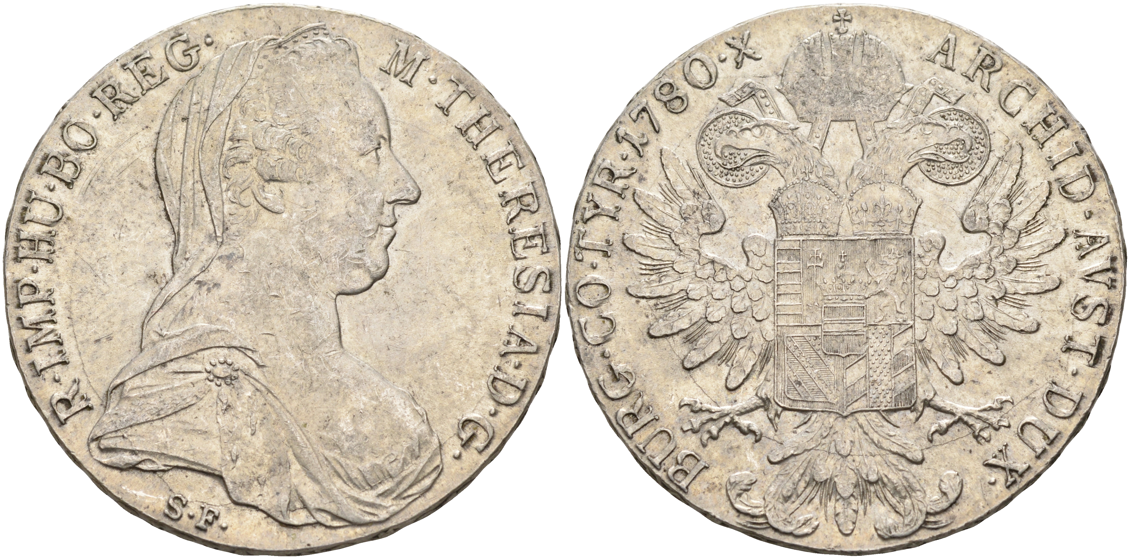 Австрия 1 талер 1780 SF, Мария Терезия, официальный рестрайк KM Т1 серебро 00-1067-3-13