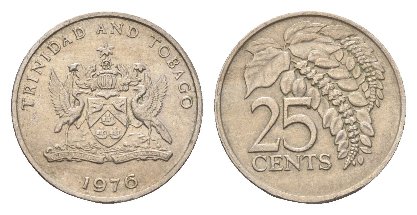 Тринидад и Тобаго 25 центов 1976 цветок дикая пуансеттия KM 28 медно-никель 4664-668