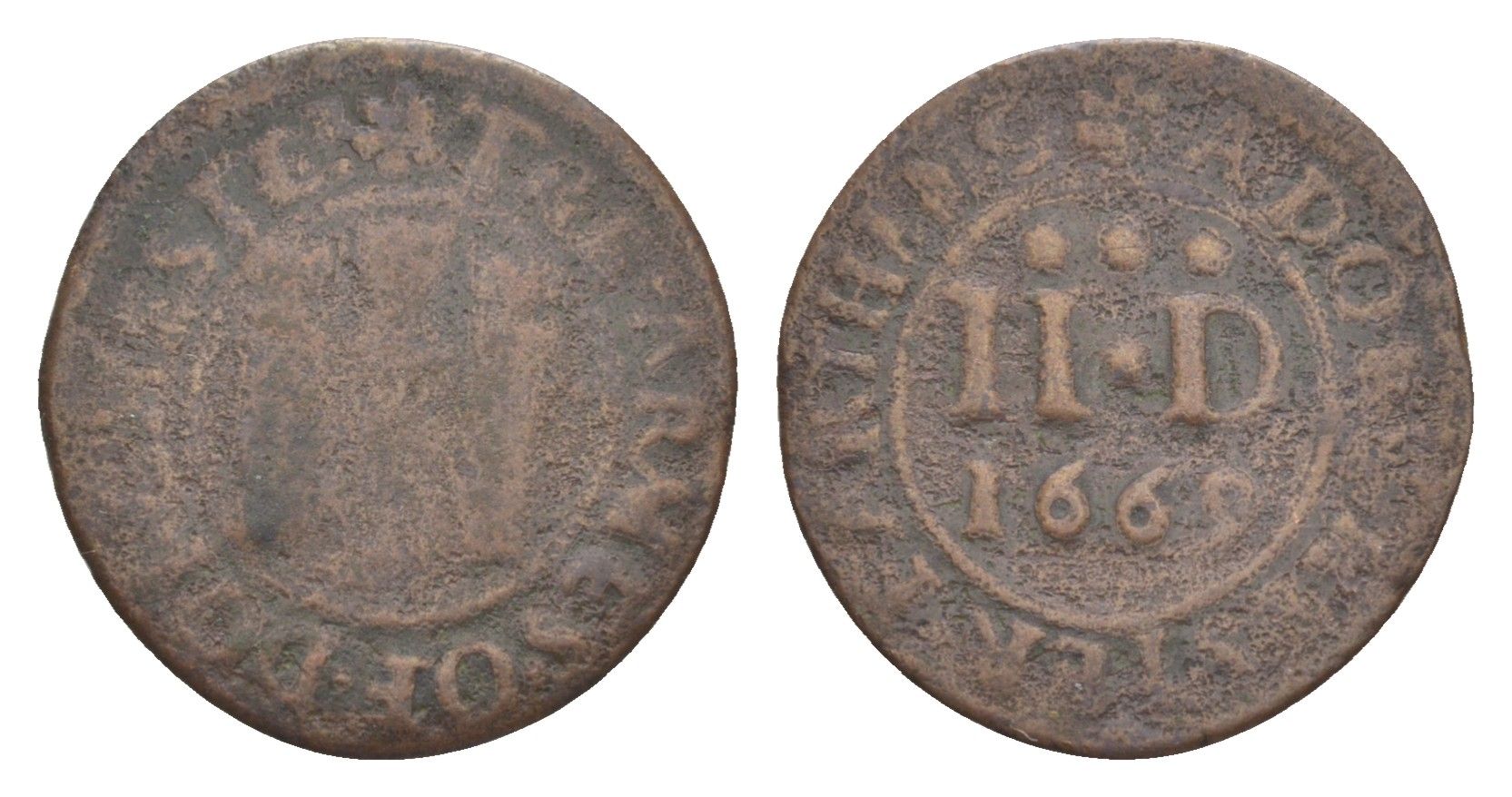 Англия, Дорчестер городской токен - 1 фартинг 1669 Boyne 38 медь 1522-1415