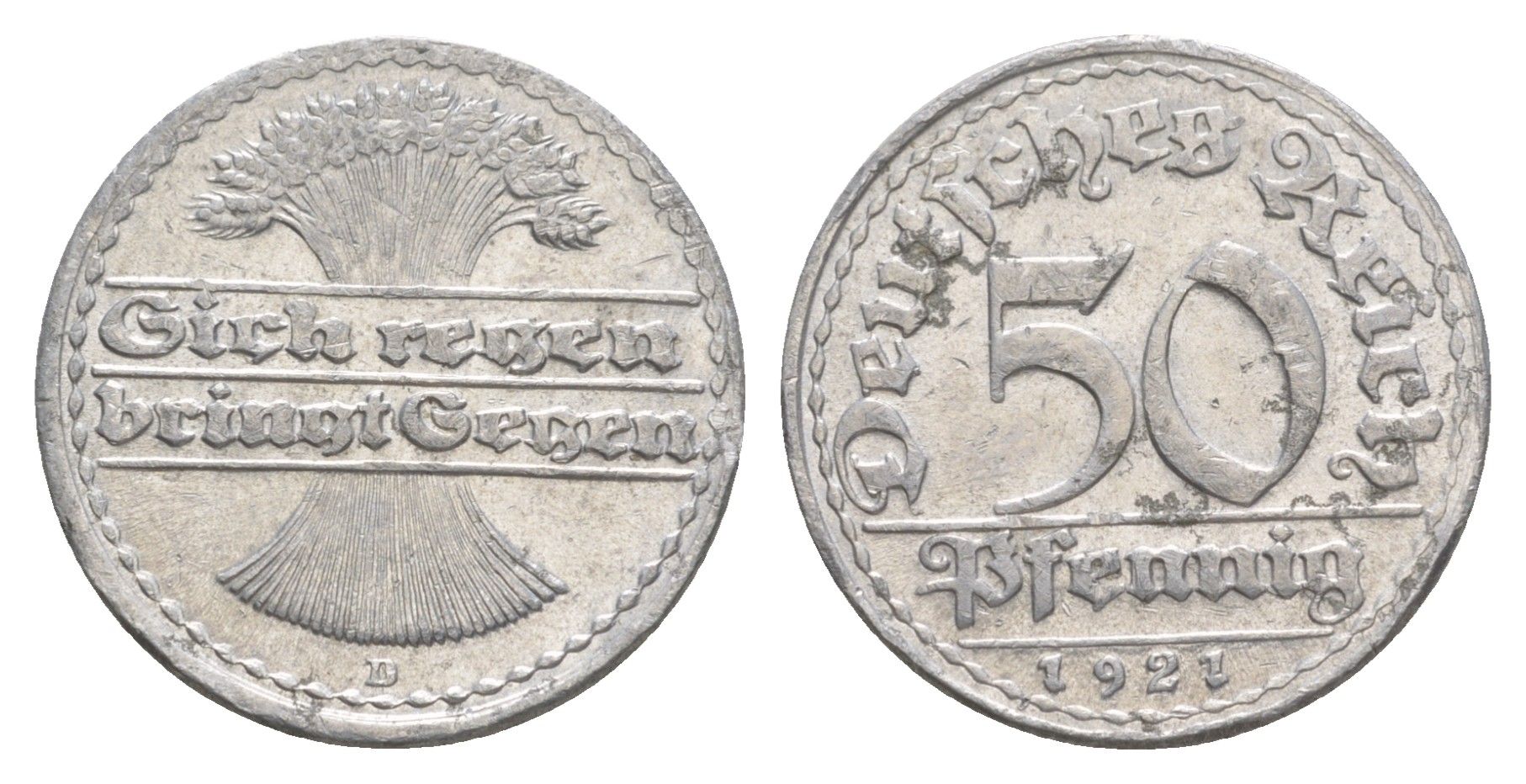 Германия 50 пфеннигов 1921 D KM 27, J. 301 алюминий 4646-1141