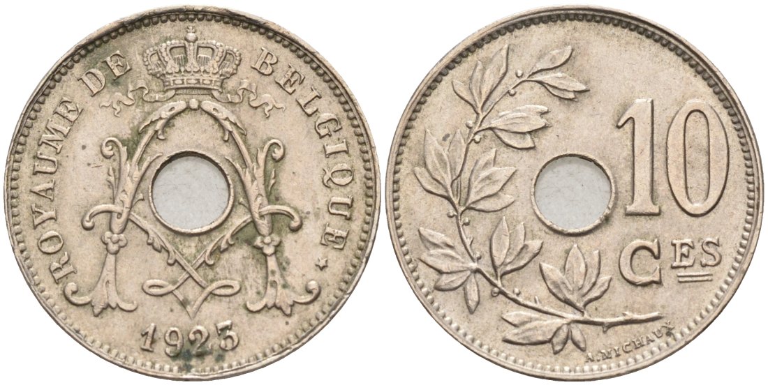 Бельгия 10 сантимов 1923 Belgique KM 85.1 медно-никель 190-727