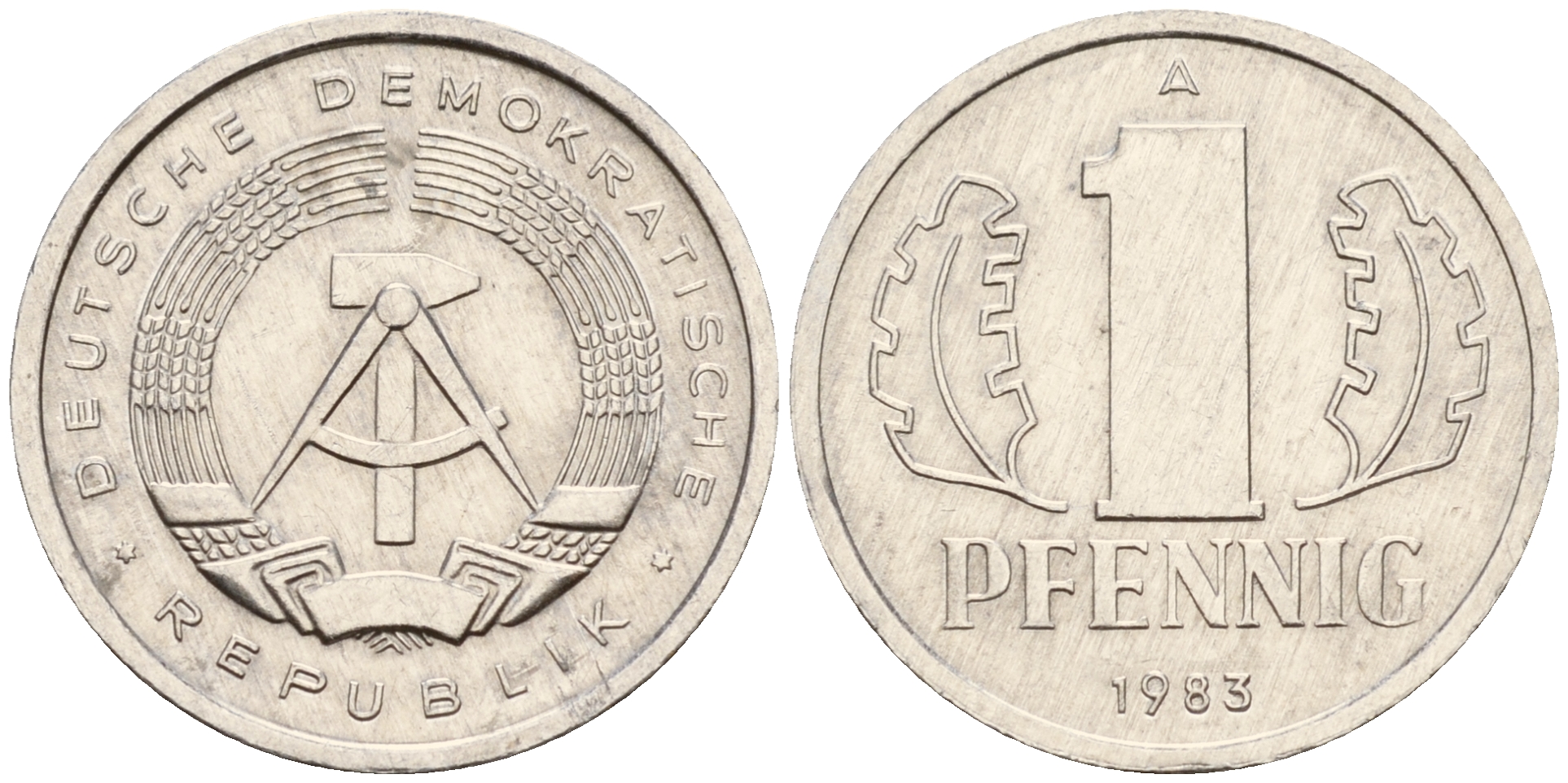 ГДР 1 пфенниг 1983 А  KM 8.2 алюминий 4115-133