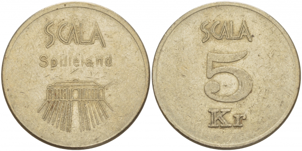 ЕВРОПА ЖЕТОН ИГРОВОЙ ND 5 КРОН, SPILLELAND SCALA белый металл 4545-123