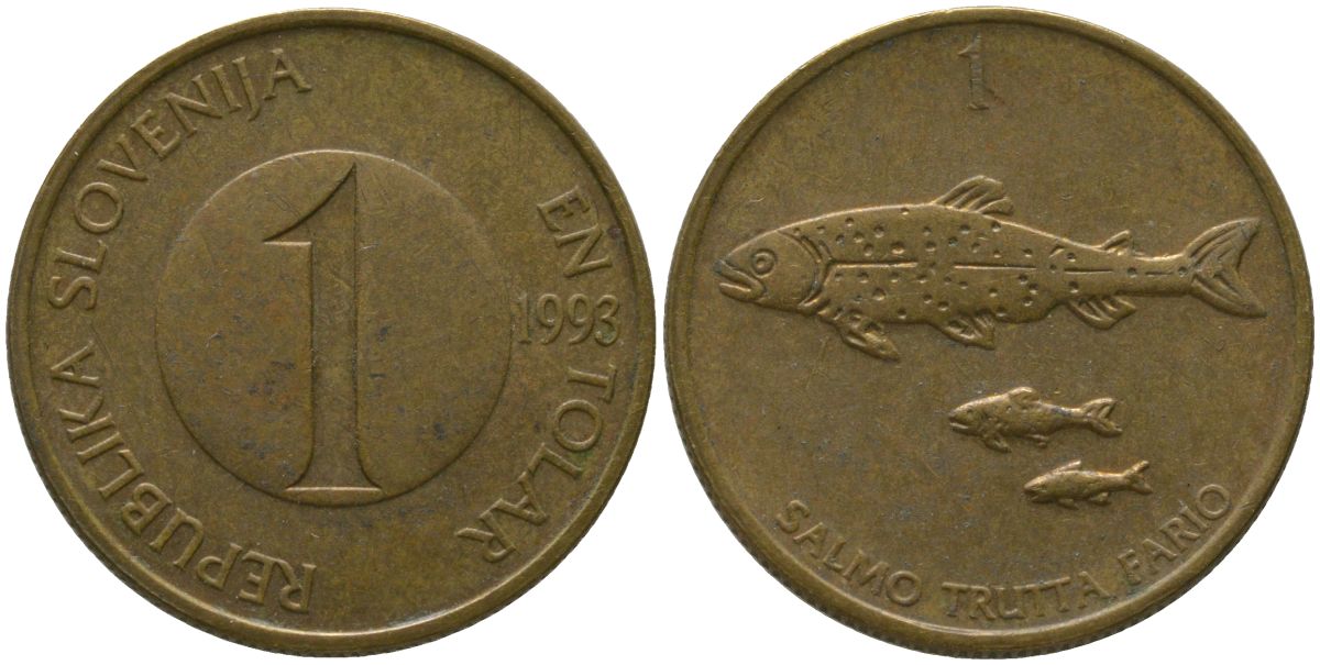 Словения 1 толар 1993 KM 4 латунь 4546-1031