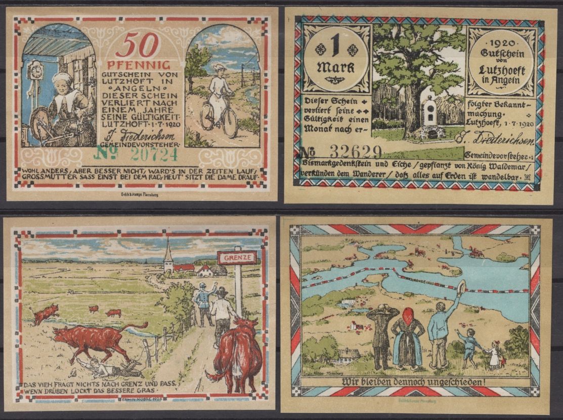 Лутцхёфт (Лютцов) полный набор из 2 нотгельдов (50 пфеннигов; 1 марка) 1920 Mehl Grabowski 848.2 бумага UNC (пресс) 7556-18-4-2