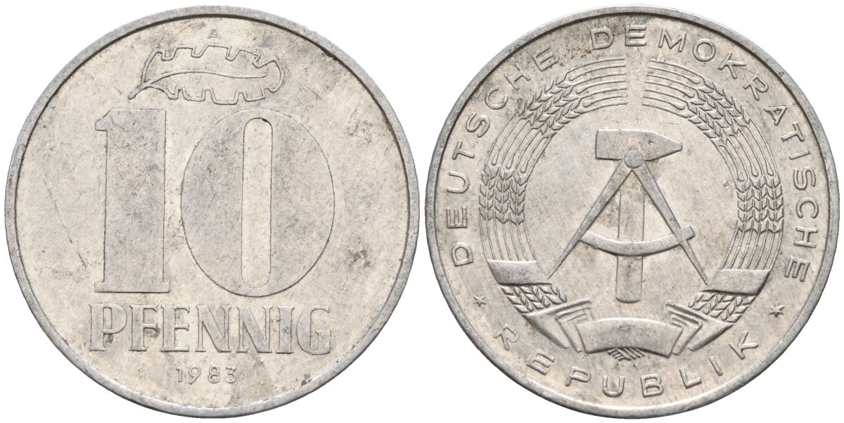 ГДР 10 пфеннигов 1983 A KM 10 алюминий 4143-742