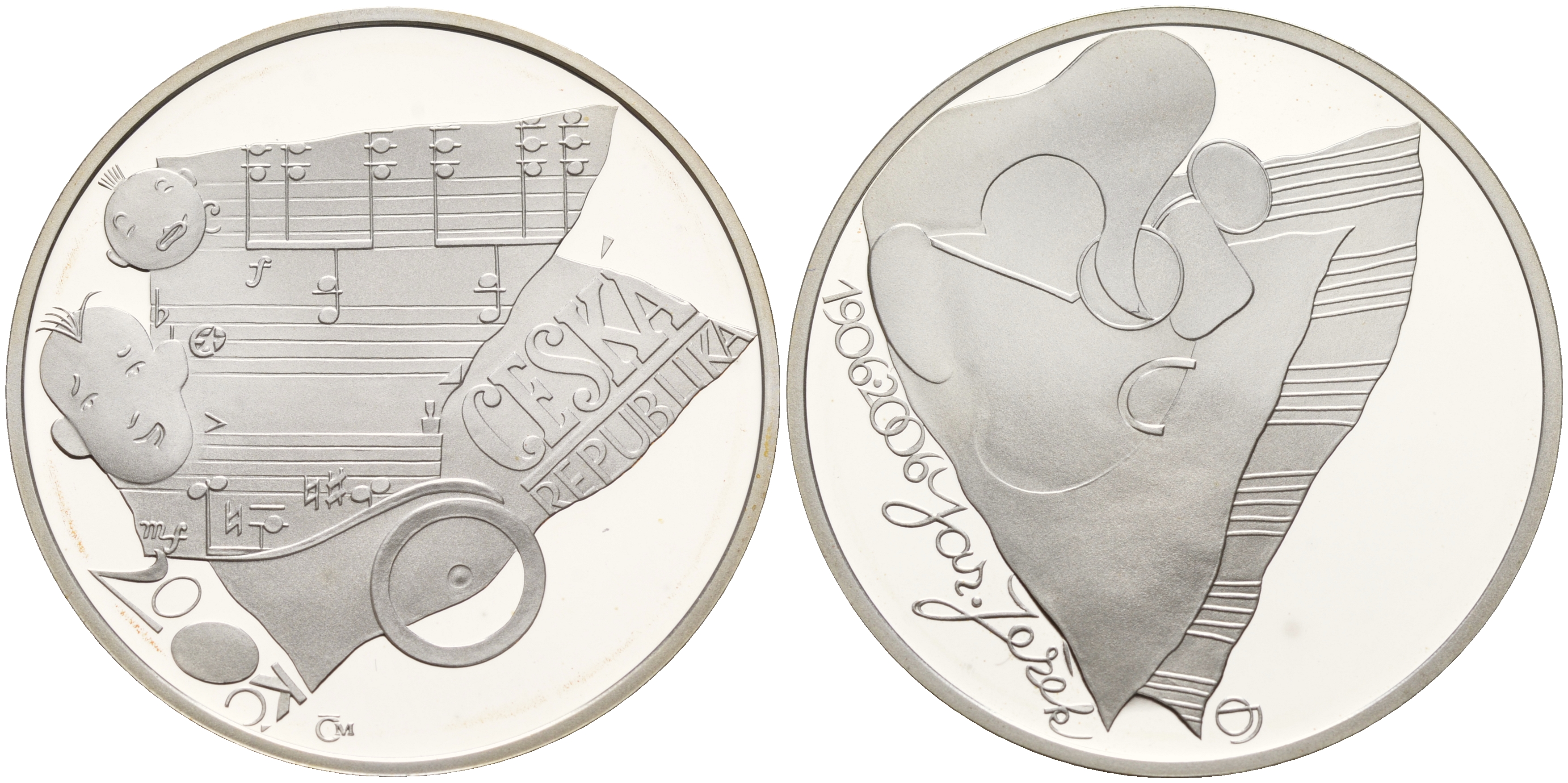 Чешская Республика 200 крон 2006 100 лет со дня рождения Ярослава Ежека (1906-1942) KM 85 серебро  PROOF  11-163-31