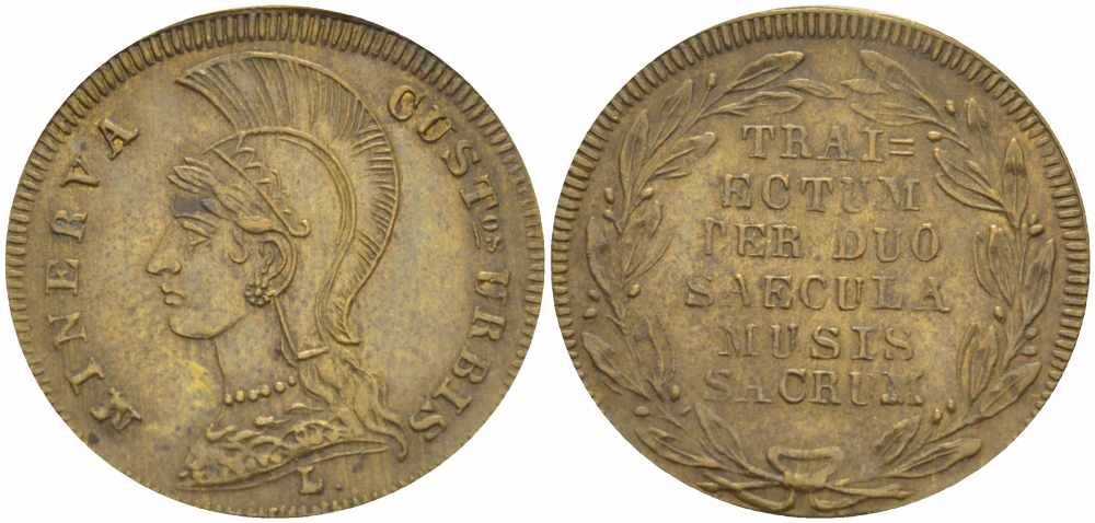 НЮРНБЕРГ РЕЙХСПФЕННИГ (ЖЕТОН) 1836 МИНЕРВА, 200 ЛЕТ УТРЕХТСКОМУ УНИВЕРСИТЕТУ, ДИАМЕТР 22 ММ. латунь 108-113