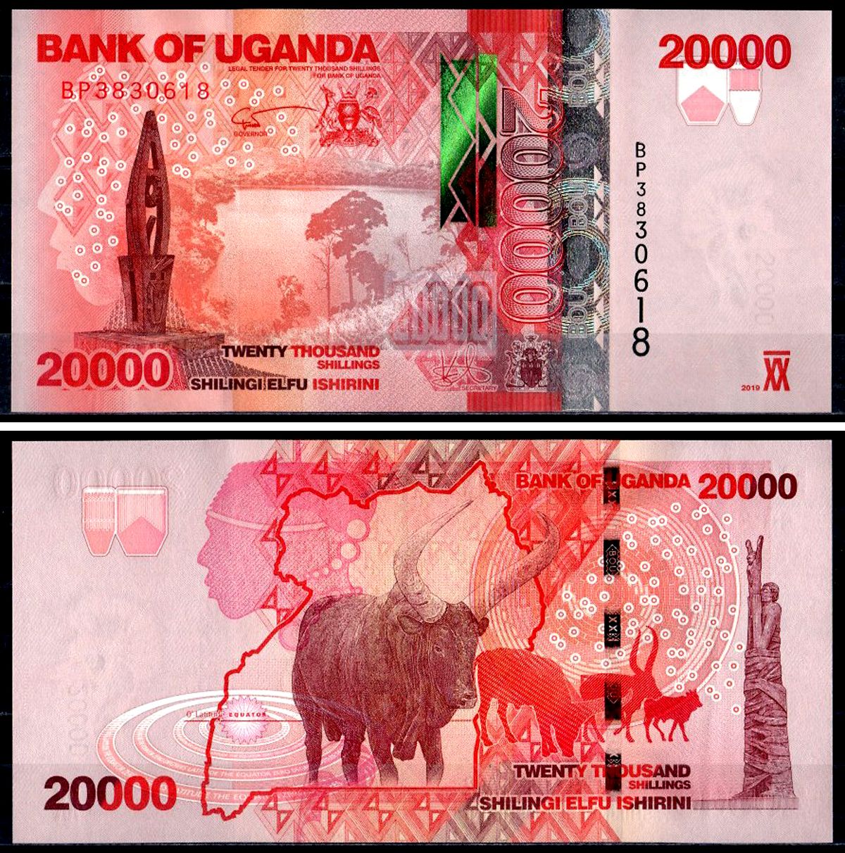 Уганда 20000 шиллингов 2019 Pick 53 бумага UNC (прес) 401-62-3-2