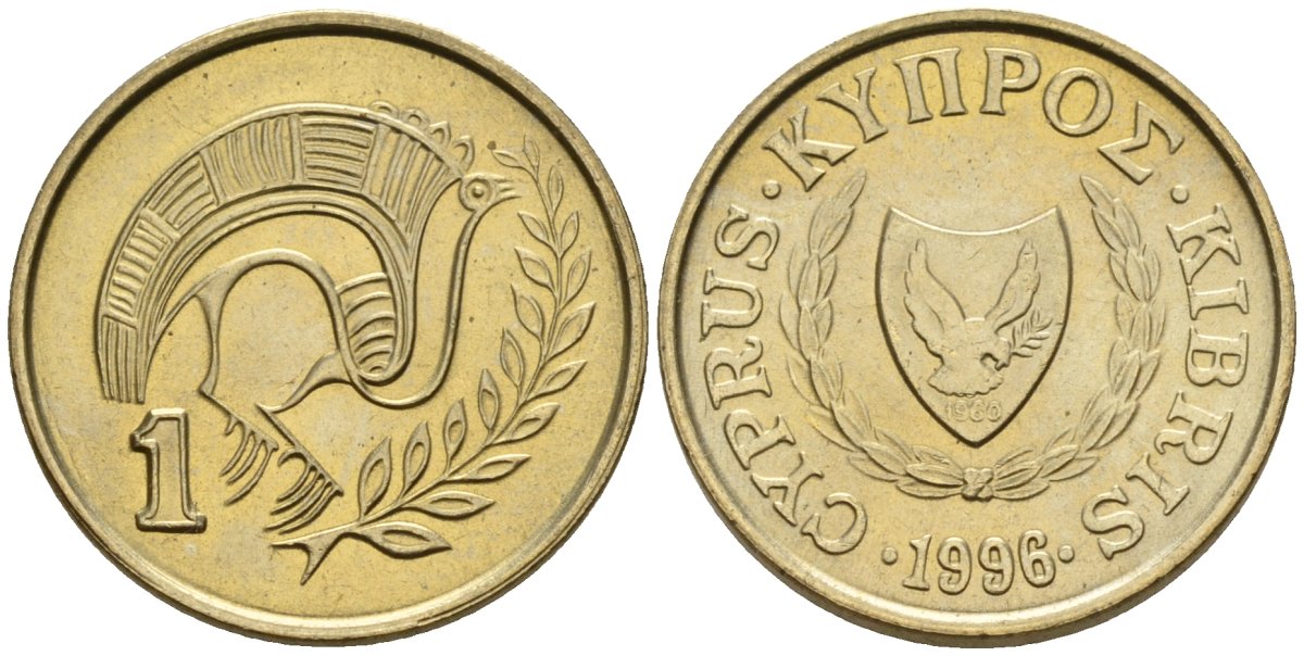 Кипр 1 цент 1996 KM 53.3 никель латунь 4174-1212