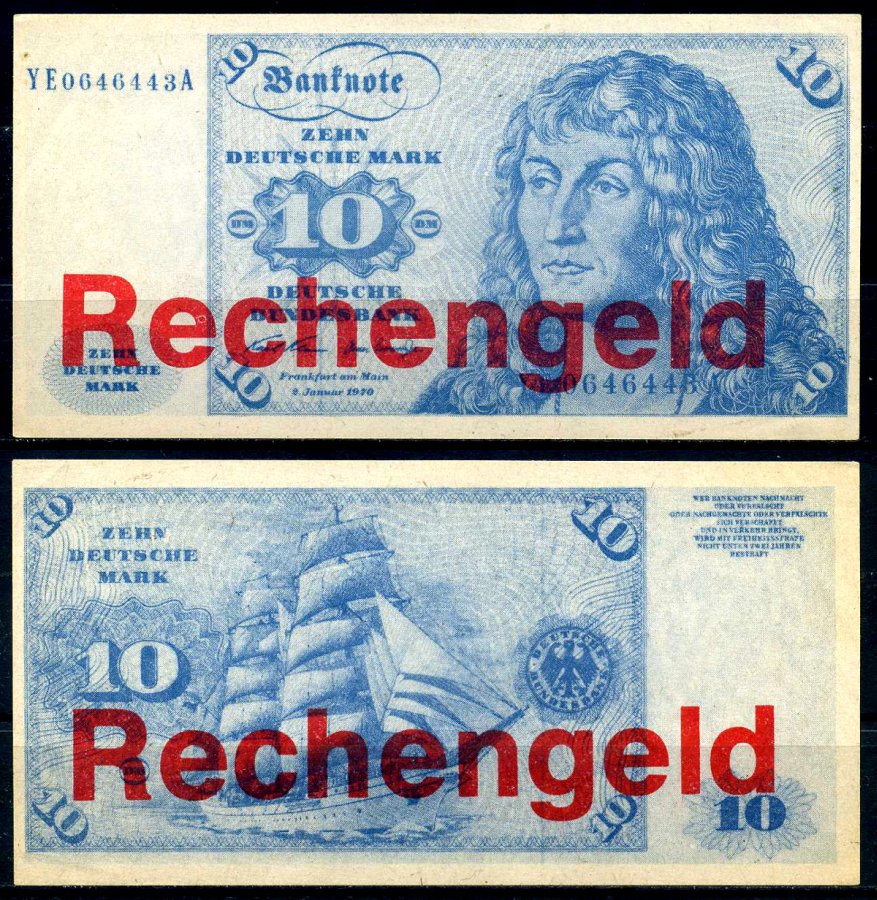 ФРГ 10 марок ND Rechengeld, игровые деньги бумага 6301-2-3-2