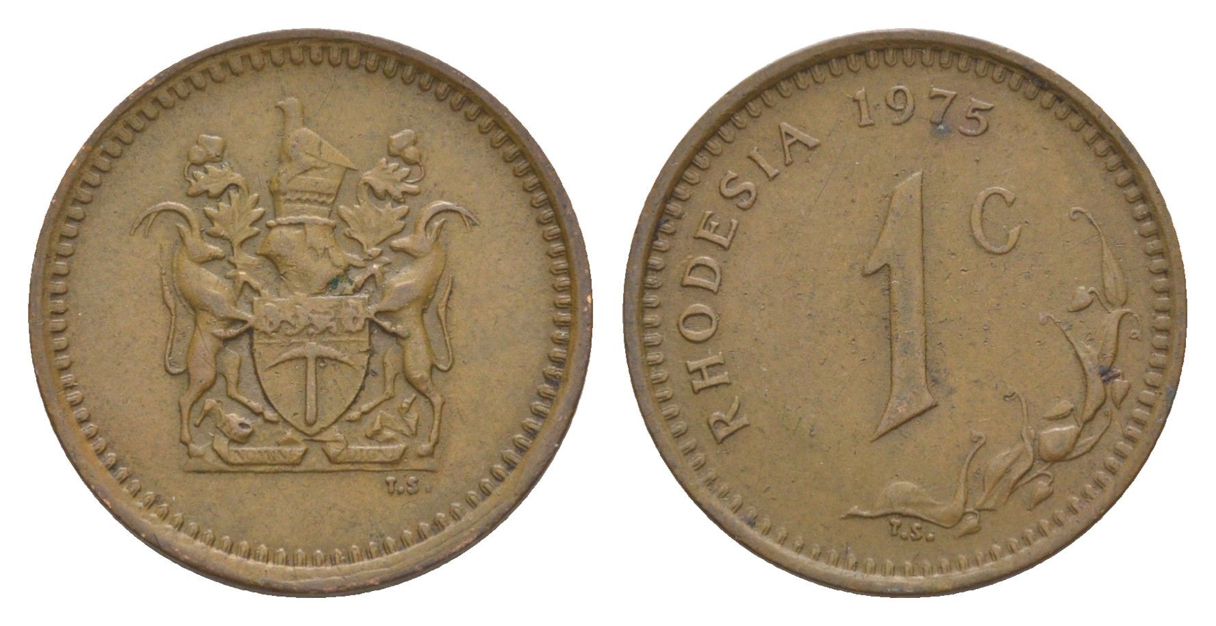 Родезия 1 цент 1975 KM 10 бронза 4618-839