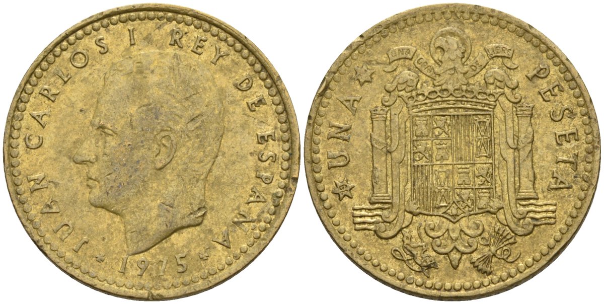 Испания 1 песета 1975 (?) Хуан Карлос I (1975-2014) KM 806 алюминиевая бронза 4604-154