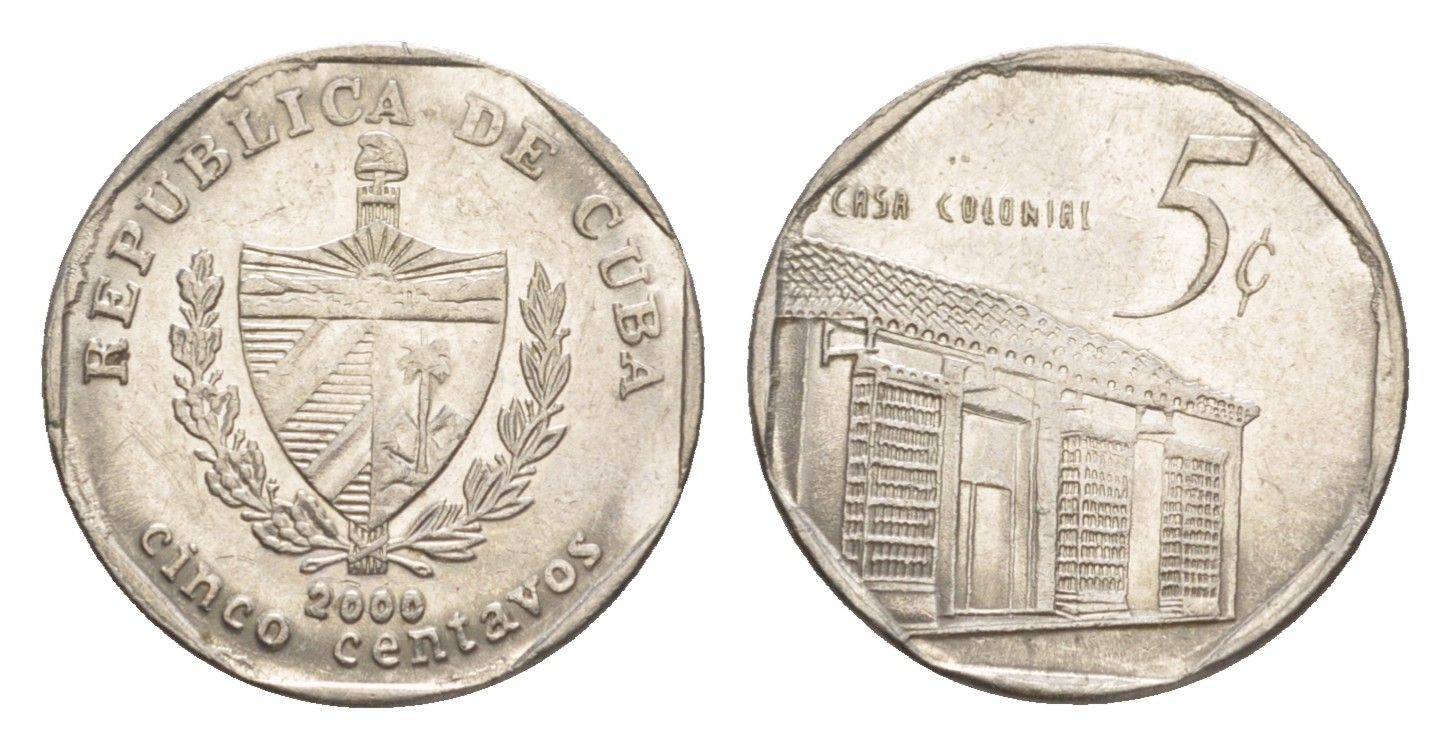 Куба 5 сентаво 2000 Casa Colonial KM 575.2, Schoen 713, JMA MC19 сталь плакированная никелем 4644-722