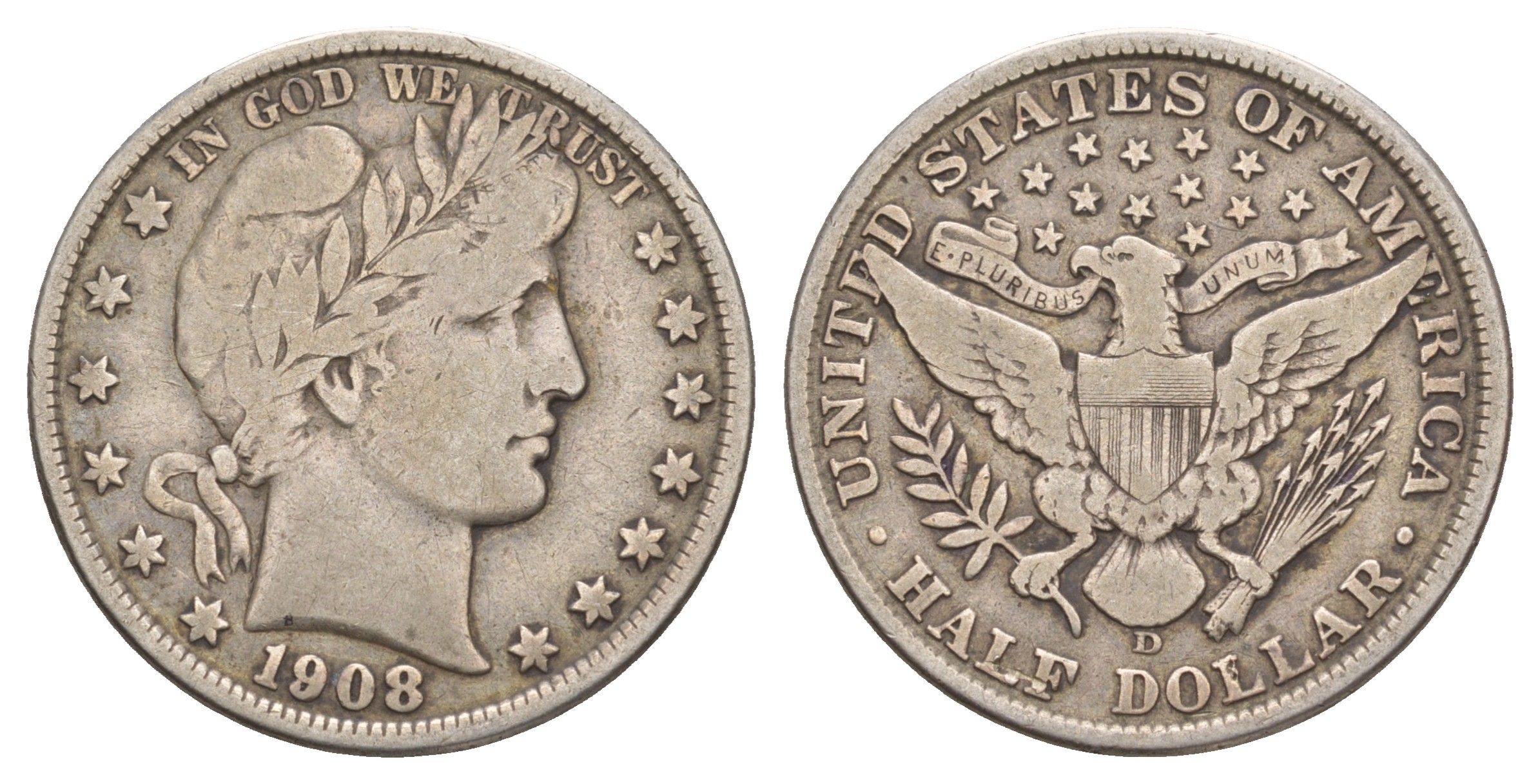 США 1/2 доллара (50 центов) 1909 D, 50 центов Барбера KM 116 серебро    5010-1714