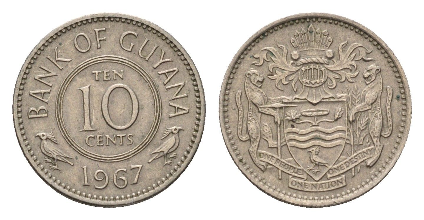 Гайана 10 центов 1967 KM 33 медно-никель 4689-1153