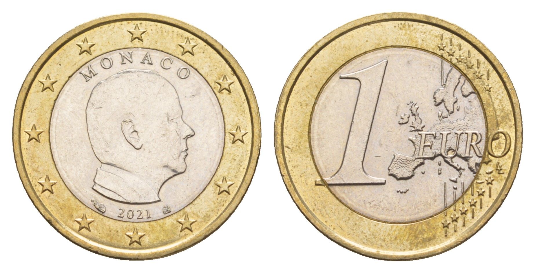 Монако 1 евро 2021 KM 194 биметалл UNC 4654-823