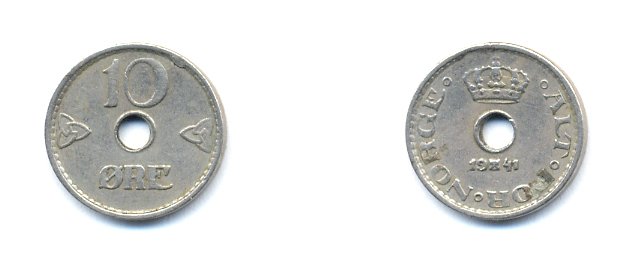 НОРВЕГИЯ 10 ЭРЕ 1941 ХОКОН VII (1905-1957) KM 383 медно-никель 4379-946