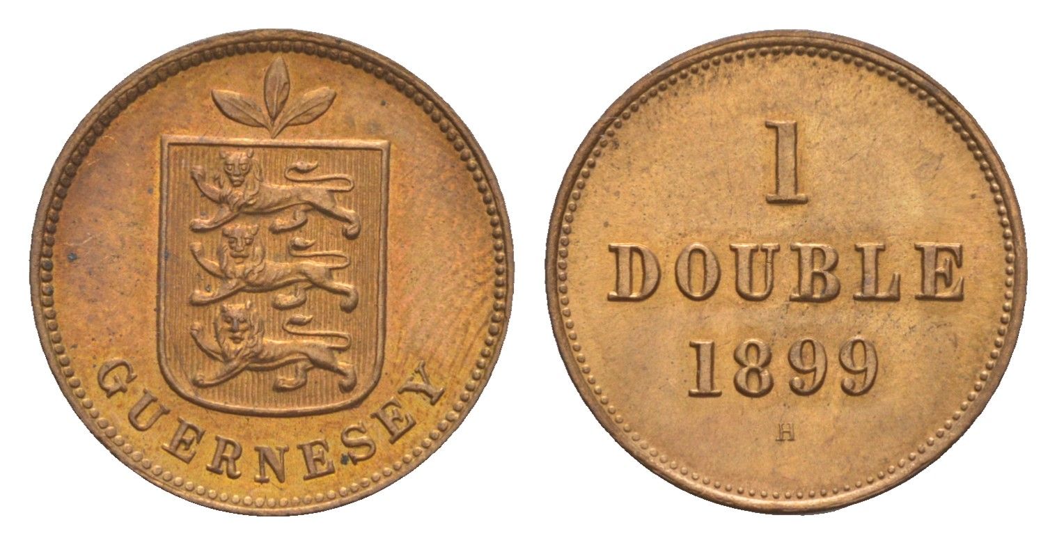 Гернси 1 дубль (дабл) 1899 H KM 10 бронза UNC 633-1932