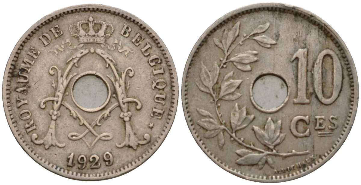 Бельгия 10 сантимов 1929 Belgique KM 85 медно-никель 4543-937