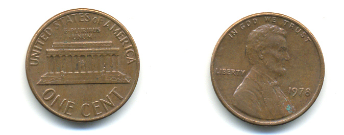 США 1 ЦЕНТ 1978 ЛИНКОЛЬН KM 201 медь цинк 179-338