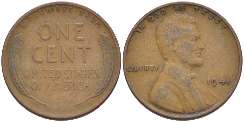 США 1 ЦЕНТ 1941 ЛИНКОЛЬН KM 132 бронза 218-418
