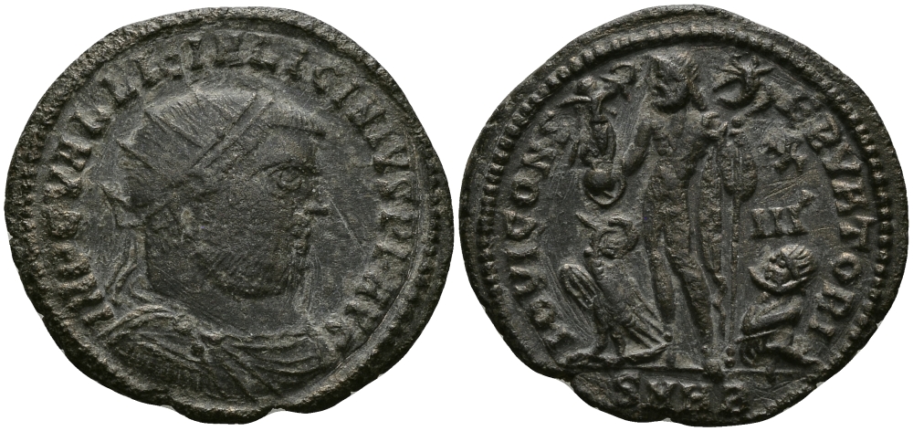 Римская Империя нуммий 321 - 324 Лициний IOVI CONSERVATORI Гераклея Good Very fine (степень редкости R1) RIC 52 бронза 1073-6-107