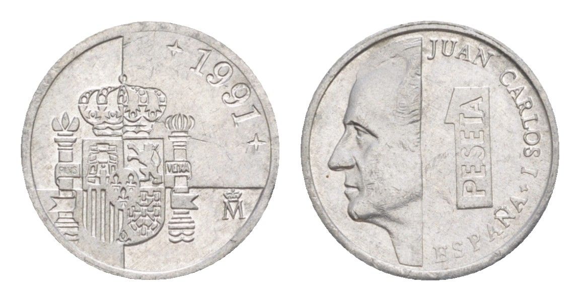 Испания 1 песета 1991 KM 832 алюминий 4632-337