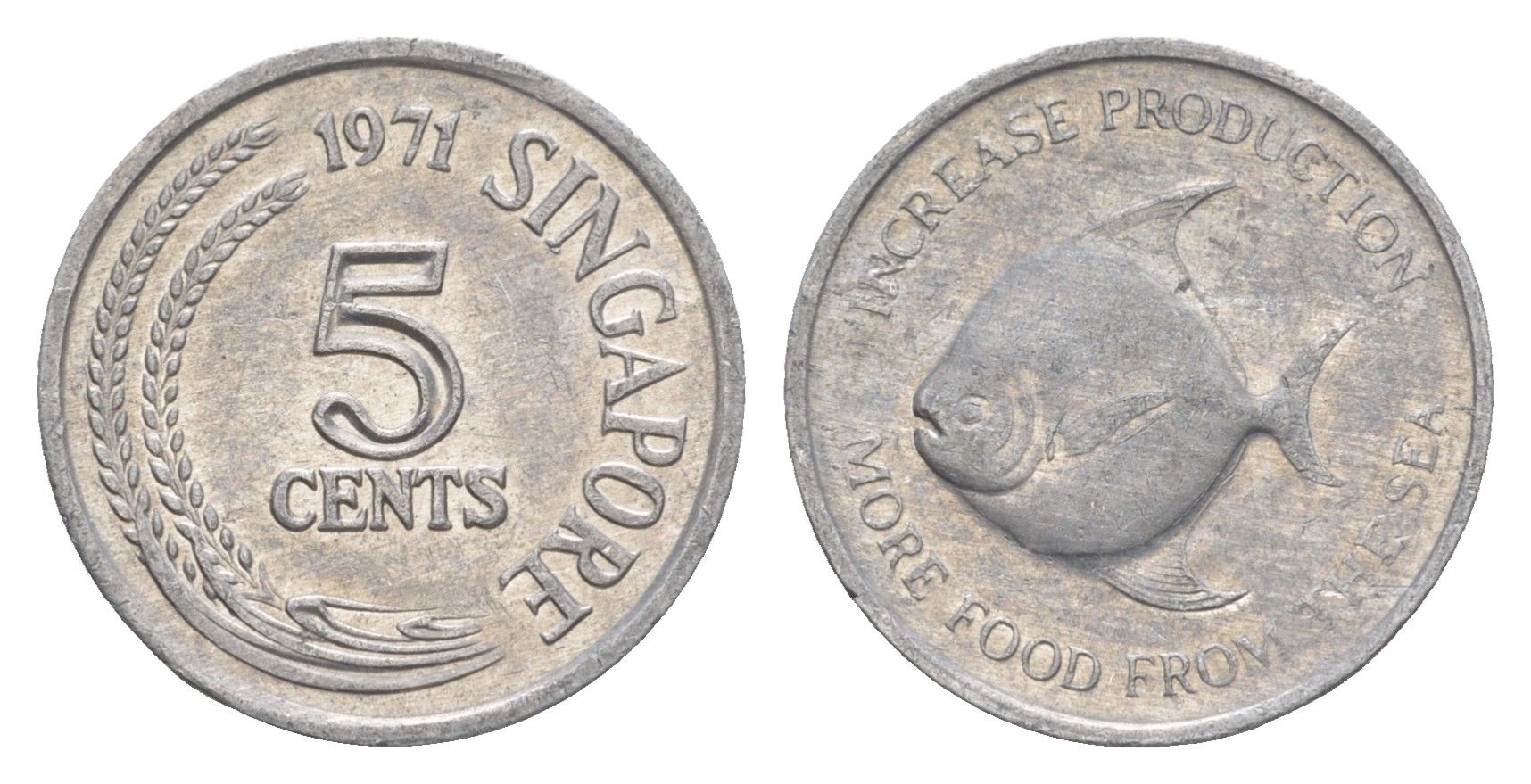 Сингапур 5 центов 1971 ФАО - Продовольственная программа KM 8 алюминий 4640-516