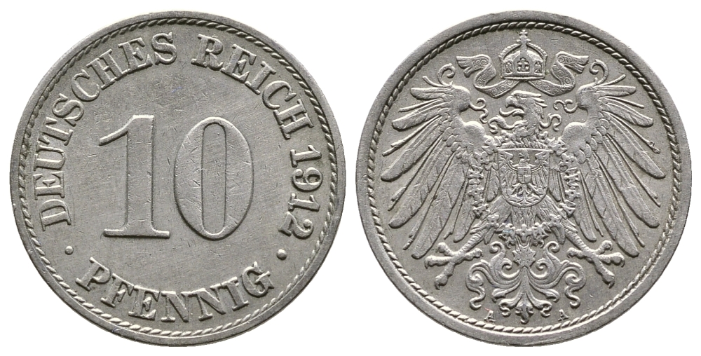 Германия 10 пфеннигов 1912 A KM 12, J. 13 медно-никель 4364-2912