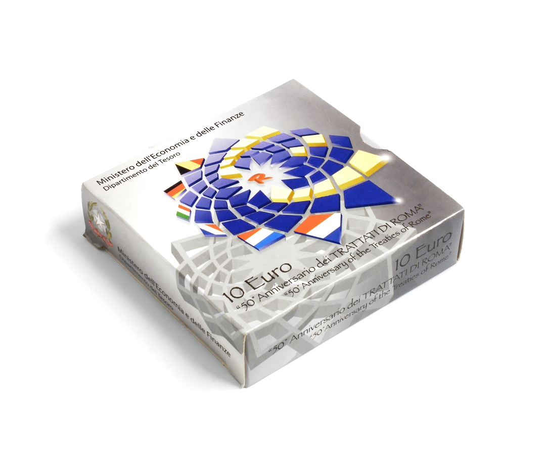 Италия 10 евро 2007 50 лет Римскому договору KM 295 серебро PROOF 4-3-5-07