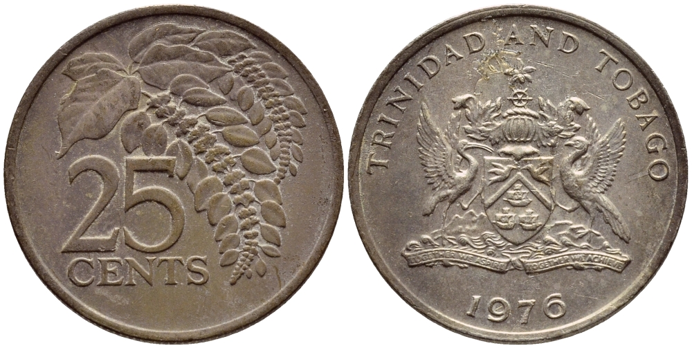 Тринидад и Тобаго 25 центов 1976 цветок дикая пуансеттия KM 28 медно-никель 4396-715