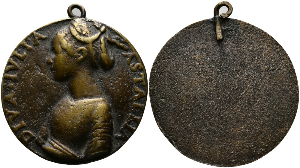 ЕВРОПА МЕДАЛЬ ND DIVA IVLIA ASTALLIA, ДИАМЕТР 55 ММ., ОДНОСТОРОННЯЯ, С КОЛЬЦОМ бронза 1084-5-21