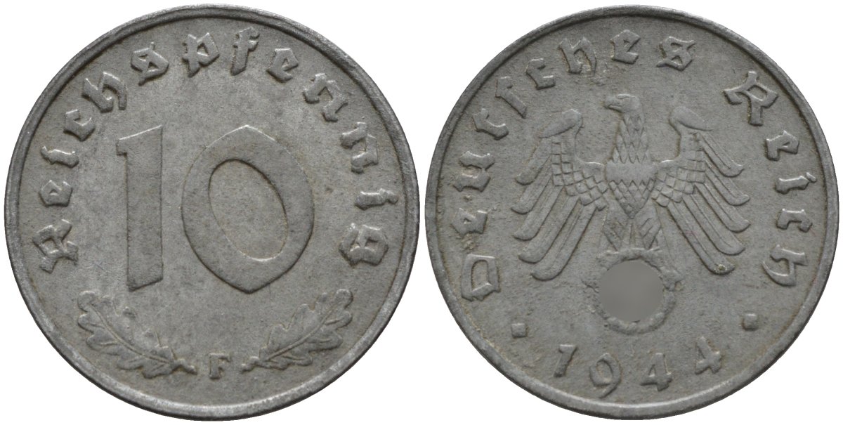 Германия 10 рейхспфеннигов 1944 J KM 101, J.371 цинк 4151-332
