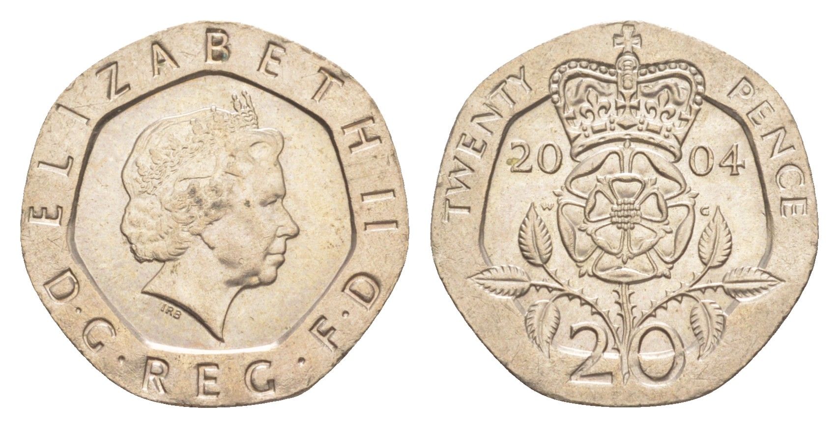 Великобритания 20 пенсов 2004 Елизавета II (1952-2022) KM 990, Spink 4630 (G3) медно-никель aUNC 4639-933