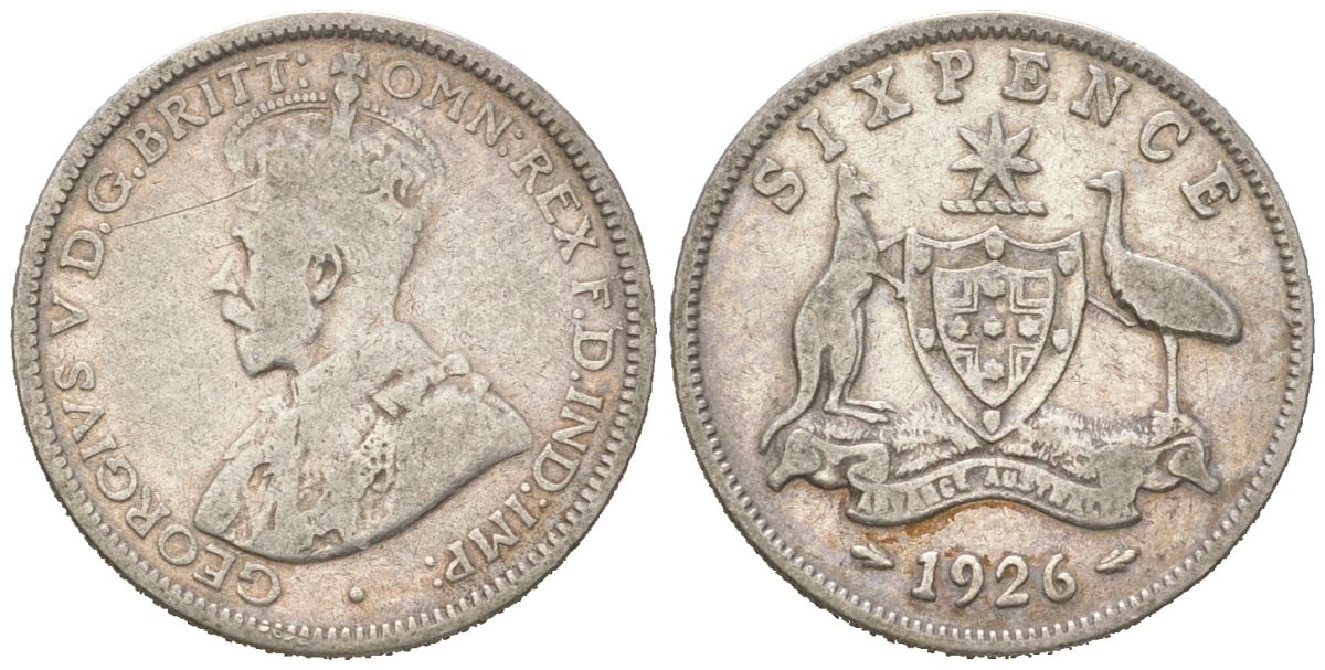 Австралия 6 пенсов 1926 Георг V (1910-1936) KM 25 серебро 4609-1118