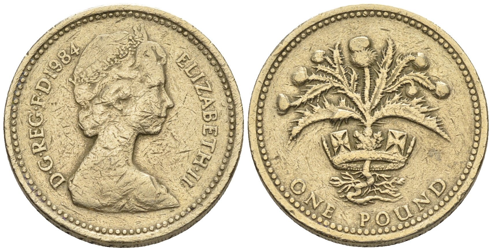 Великобритания 1 фунт 1984 Елизавета II (1952-2022) KM 934, Spink 4222 никель латунь 60-1314