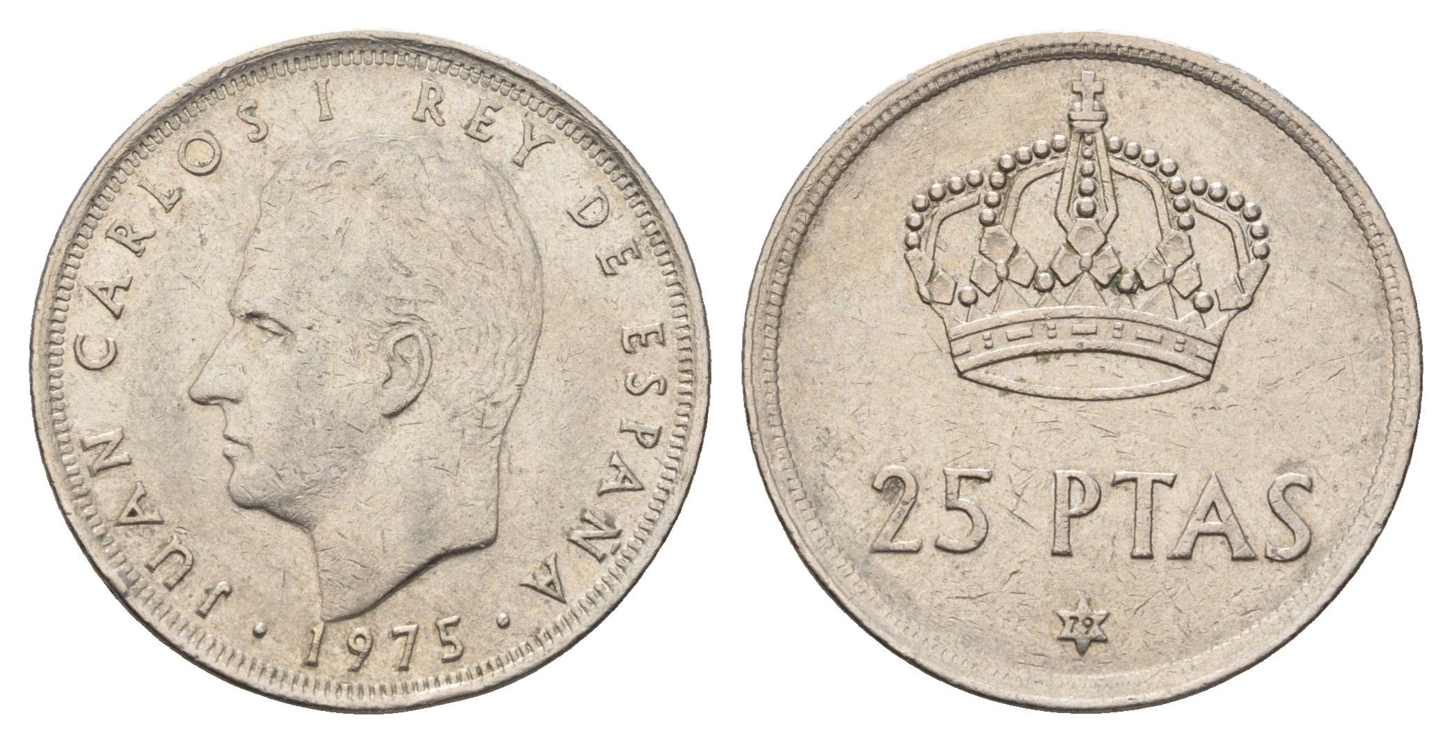 Испания 25 песет 1975 (79) M, Хуан Карлос I (1975-2014) KM 808 медно-никель 4633-544