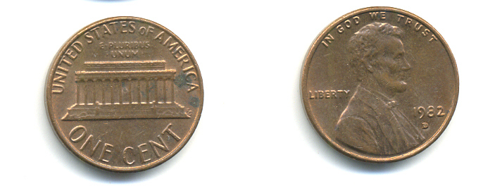 США 1 ЦЕНТ 1982 D, ЛИНКОЛЬН KM 201 медь цинк 179-355