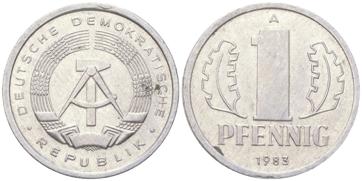 ГДР 1 пфенниг 1983 A KM 8.2 алюминий 4613-933
