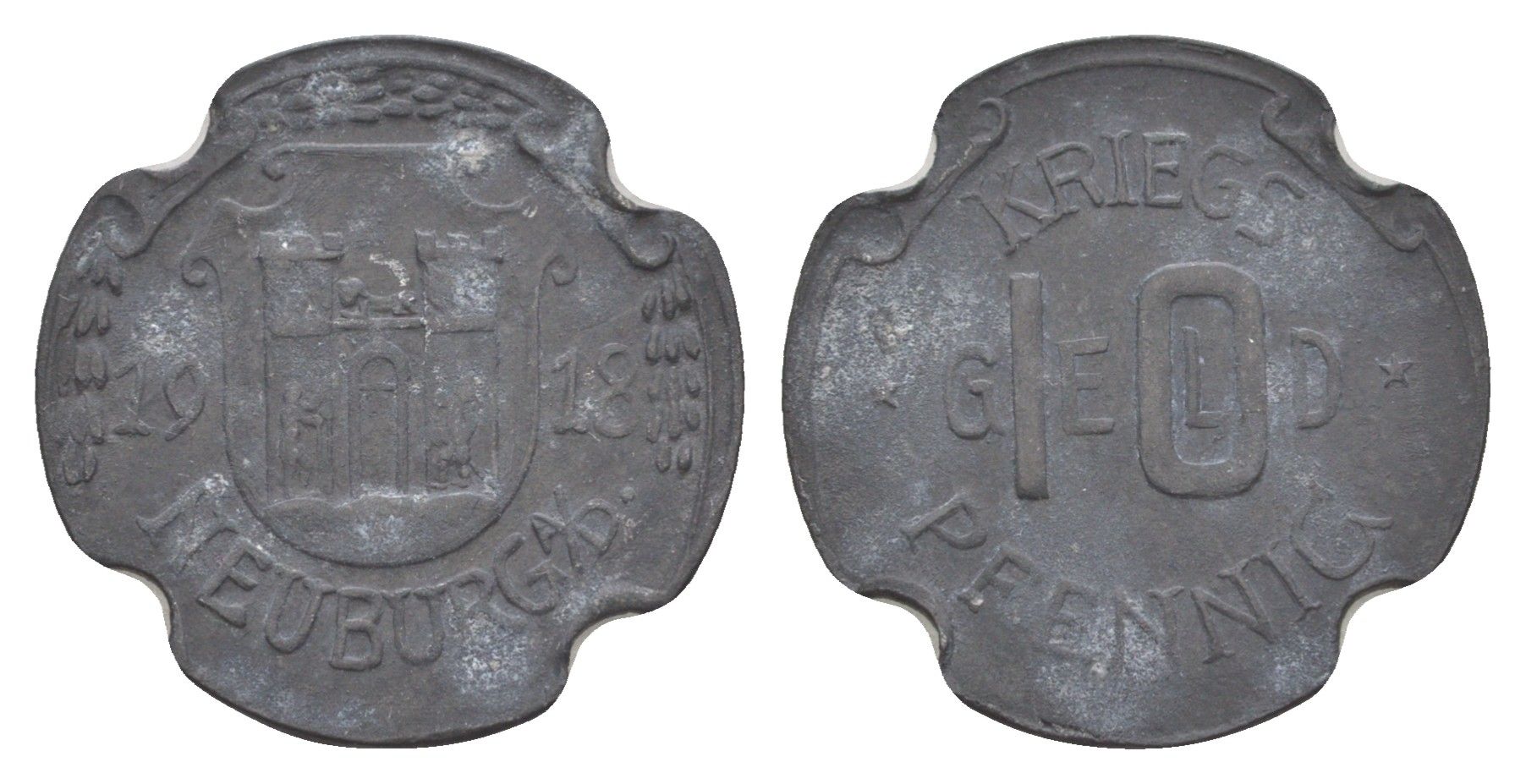 Нойбург-на-Дунае 10 пфеннигов 1918 Funck 361.3, Men22.2 22990.2 цинк 4448-736