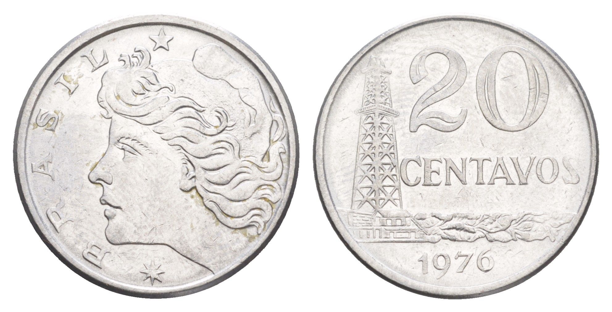 Бразилия 20 сентаво 1976 KM 579.1a нержавеющая сталь UNC 4642-1045