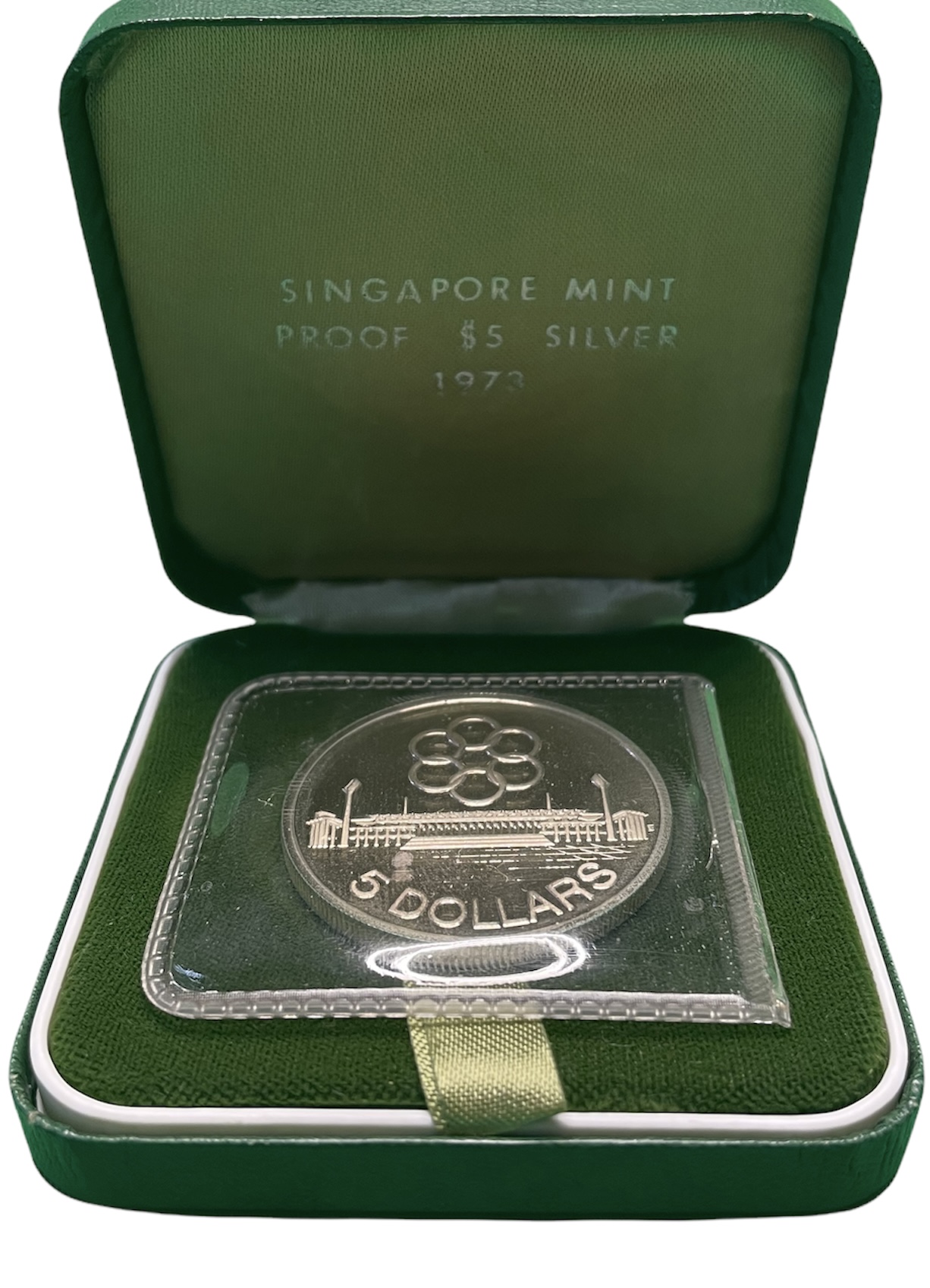Сингапур 5 долларов 1973 седьмые игры Юго-Восточной Азии, тираж 5000 экземпляров, в оригинальной коробке, запайка KM 10 серебро PROOF 00-00