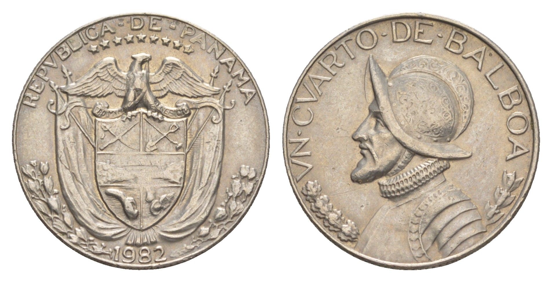 Панама 1/4 бальбоа (25 сентесимо) 1982 KM 11.2a медь плакированная медно-никелем 4642-651