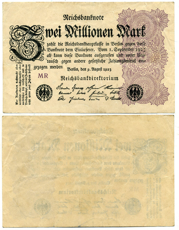 ГЕРМАНИЯ 2000000 МАРОК 1923 Pick 104а бумага 3295-52-3