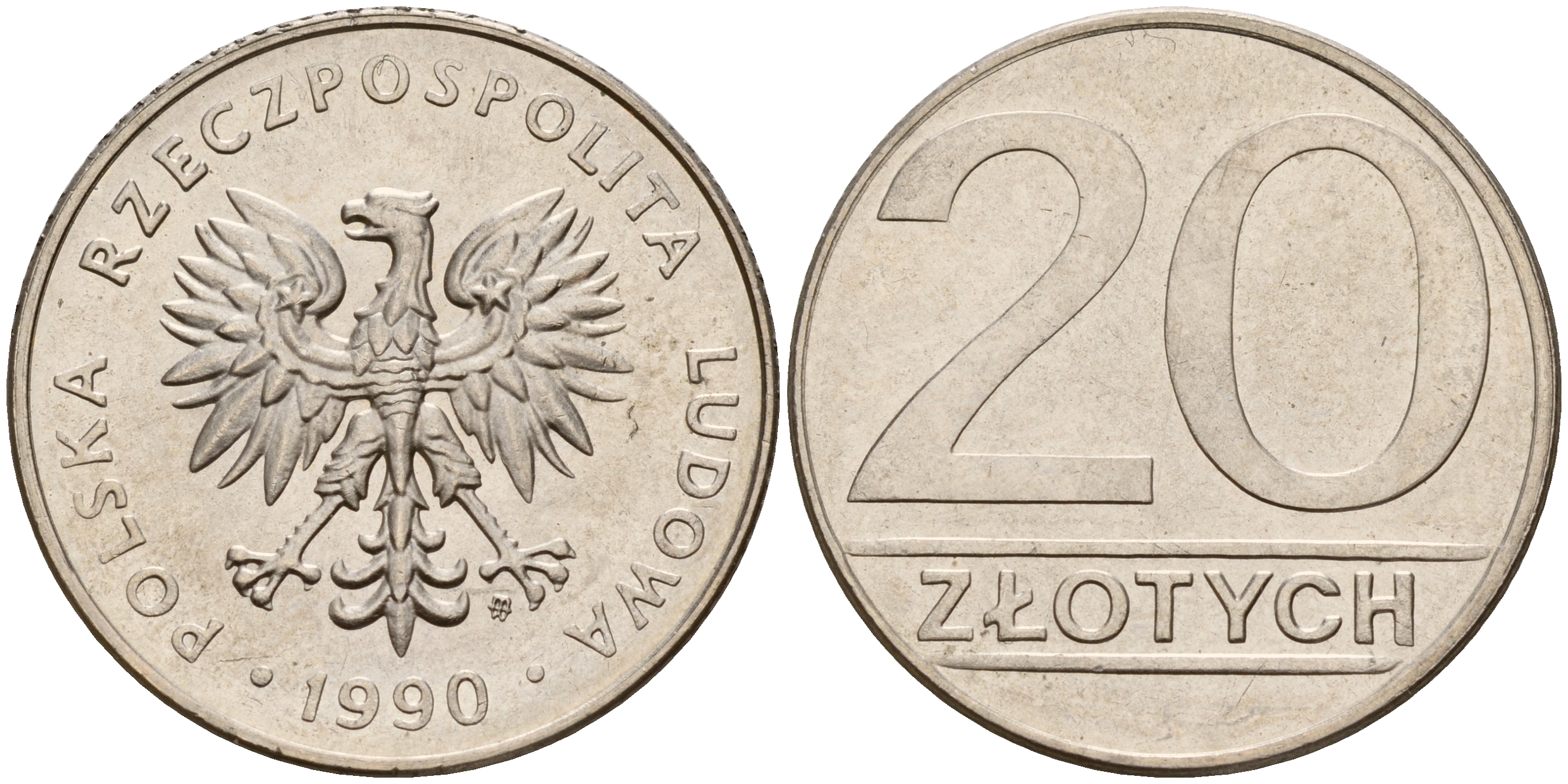 Польша 20 злотых 1990 MW KM 153.2, Parchimowicz 255b медно-никель 4601-1123